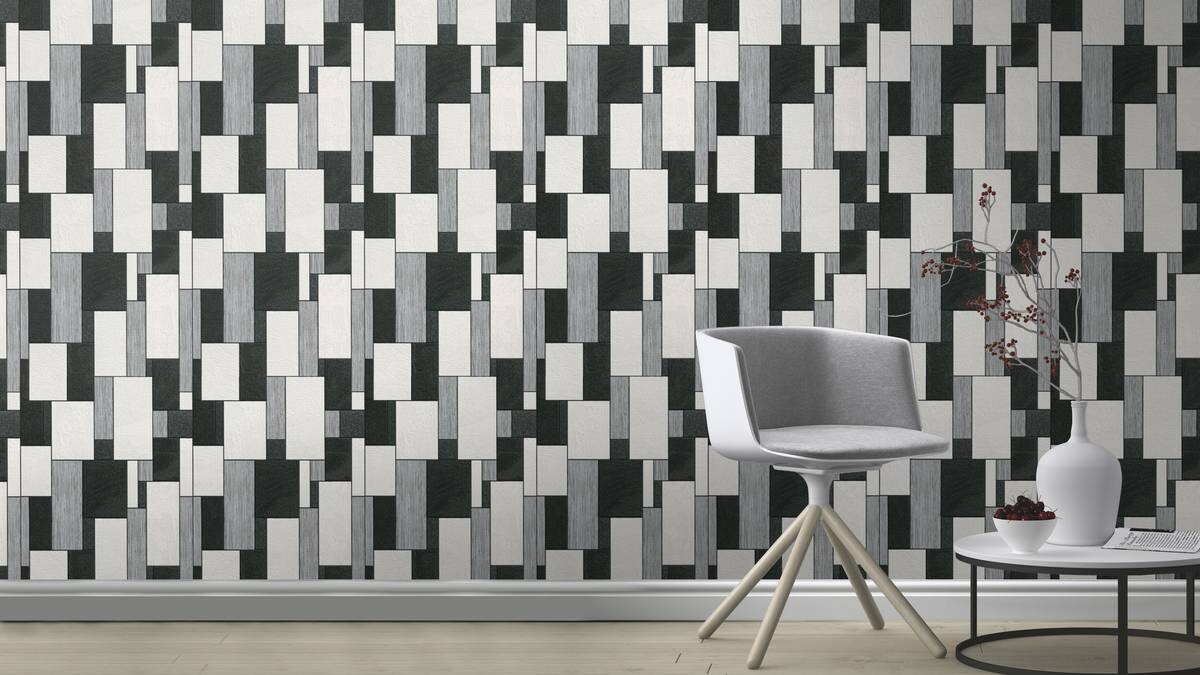 Rasch Vliestapete Grafik schwarz weiß B/L: ca. 53x1005 cm