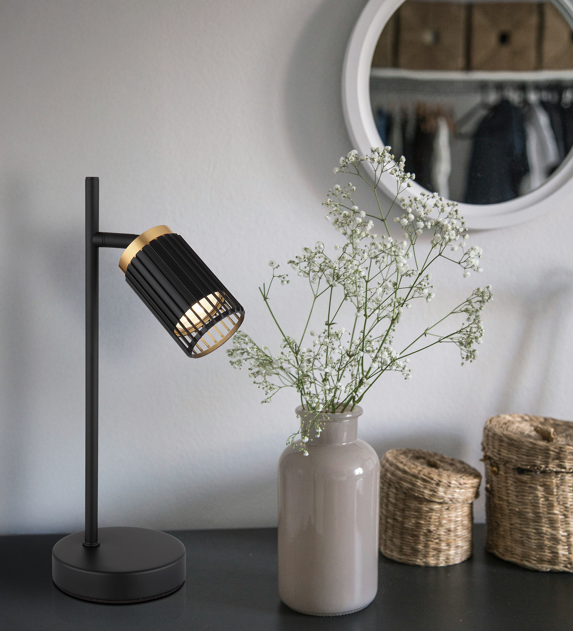 GLOBO Tischleuchte mattschwarz Aluminium Metall B/H/T/L: ca. 12x35x16,5x16,5 cm GU10 1 Brennstellen