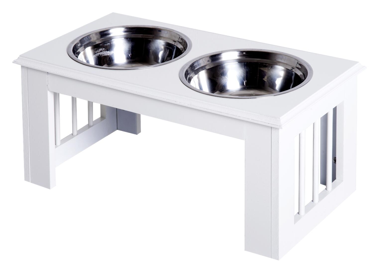 PawHut Futternapf weiß Edelstahl B/H/L: ca. 31x25x58 cm