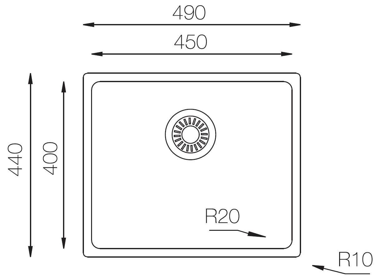 Respekta Einbauspüle Detroit 49 x 44 Edelstahl B/H/T: ca. 44x49x22,5 cm