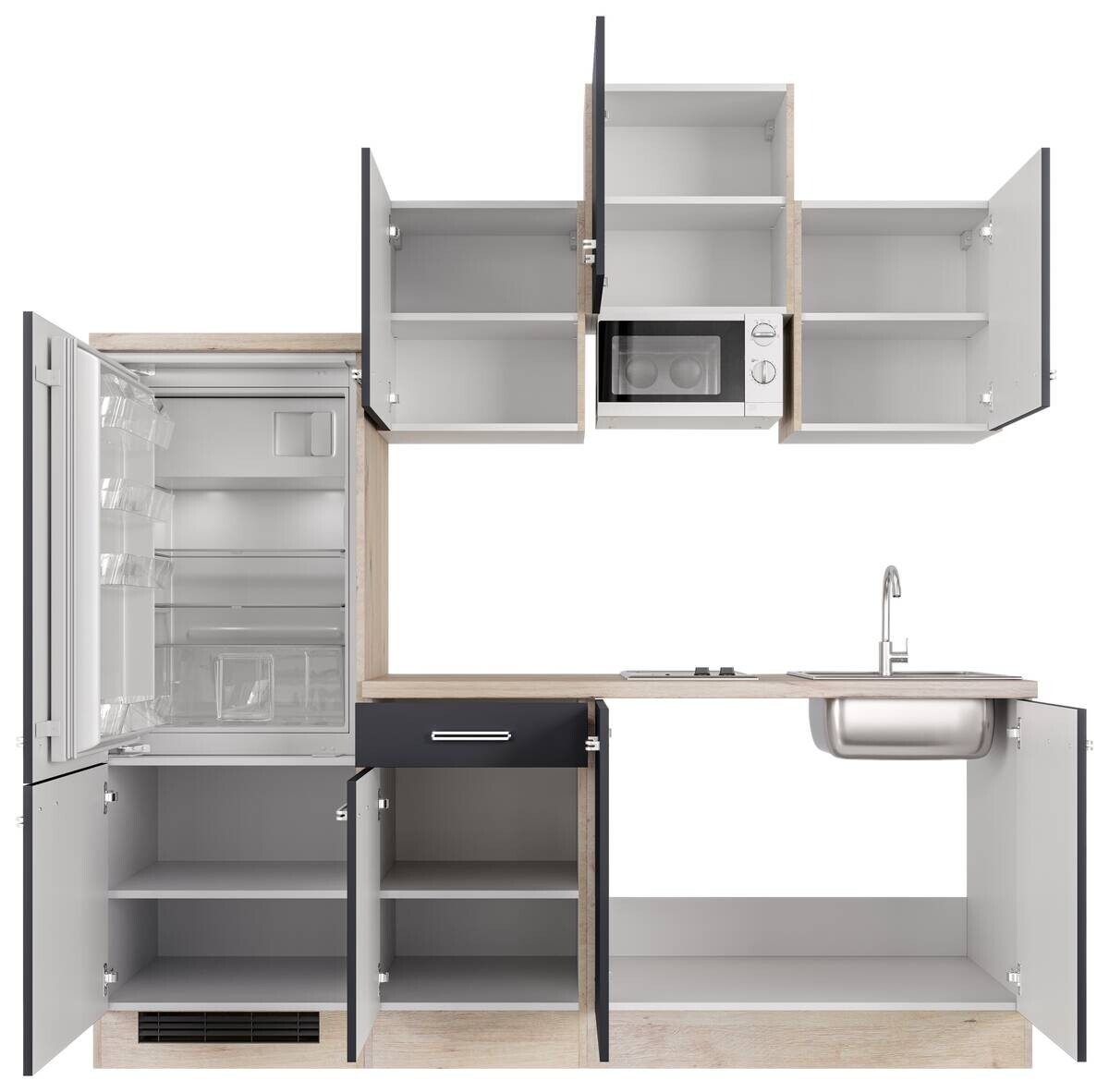 Küchenblock Elva anthrazit strukturiert B/H/T: ca. 210x226x60 cm