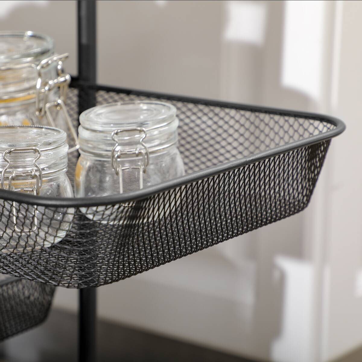 HOMCOM Rollwagen schwarz Spanplatte B/H/L: ca. 31x41,5x66 cm