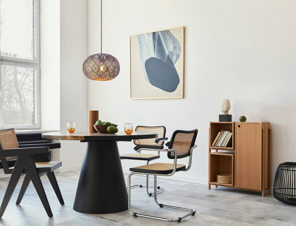 GLOBO Pendelleuchte schwarz Metall D: ca. 30 cm E27 1 Brennstellen