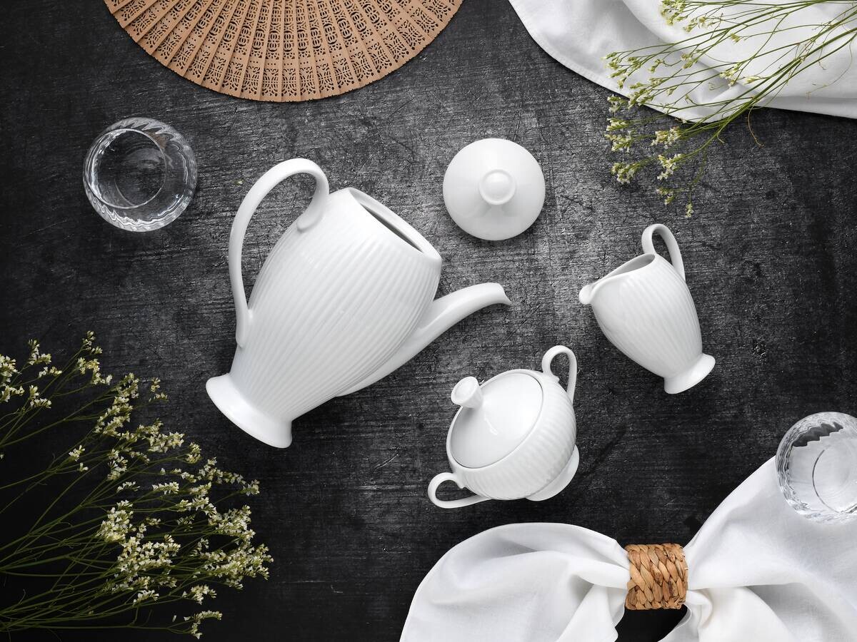 CreaTable Kaffeegarnitur Valencia weiß Porzellan