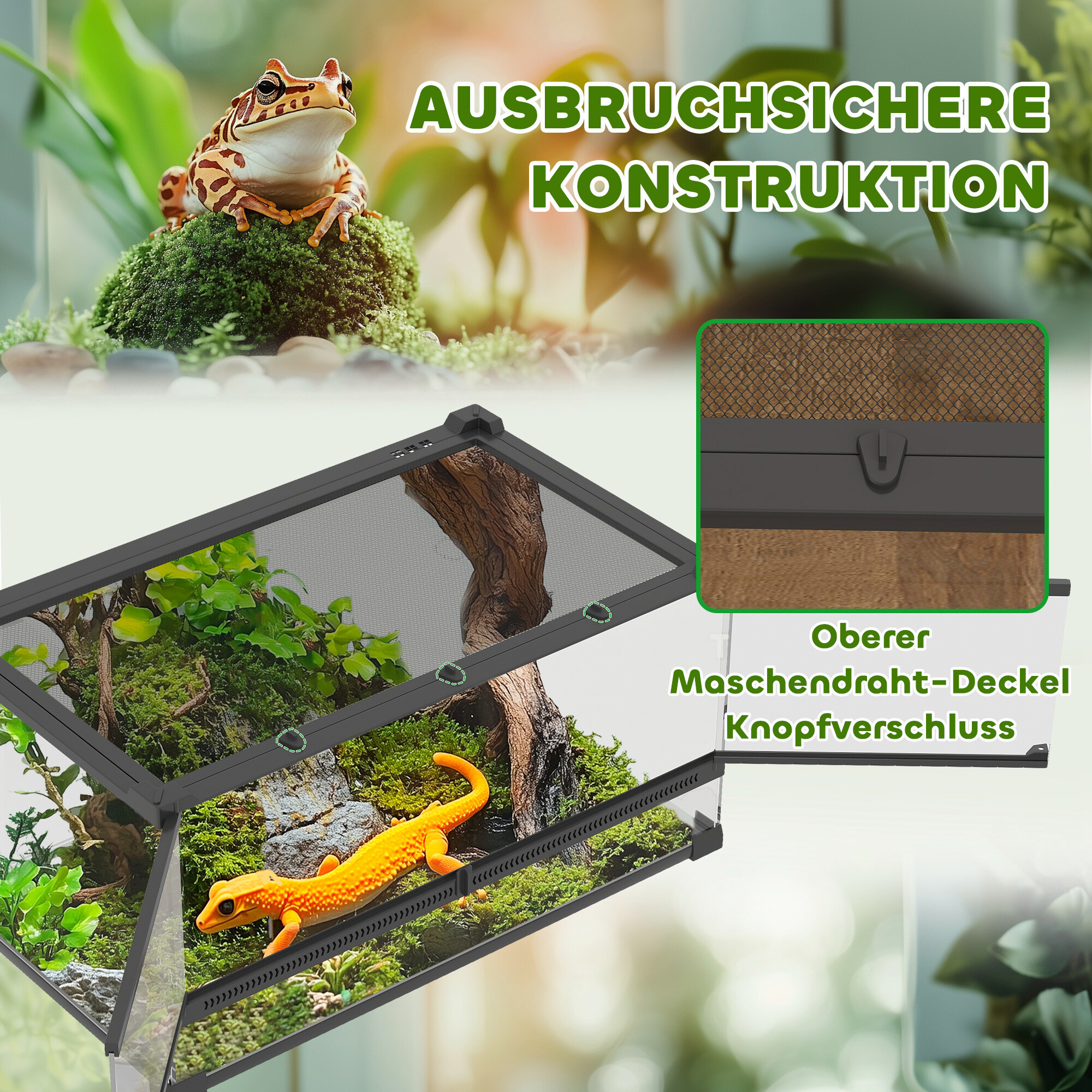 PawHut Terrarium schwarz Glas B/H/L: ca. 30x25x50 cm