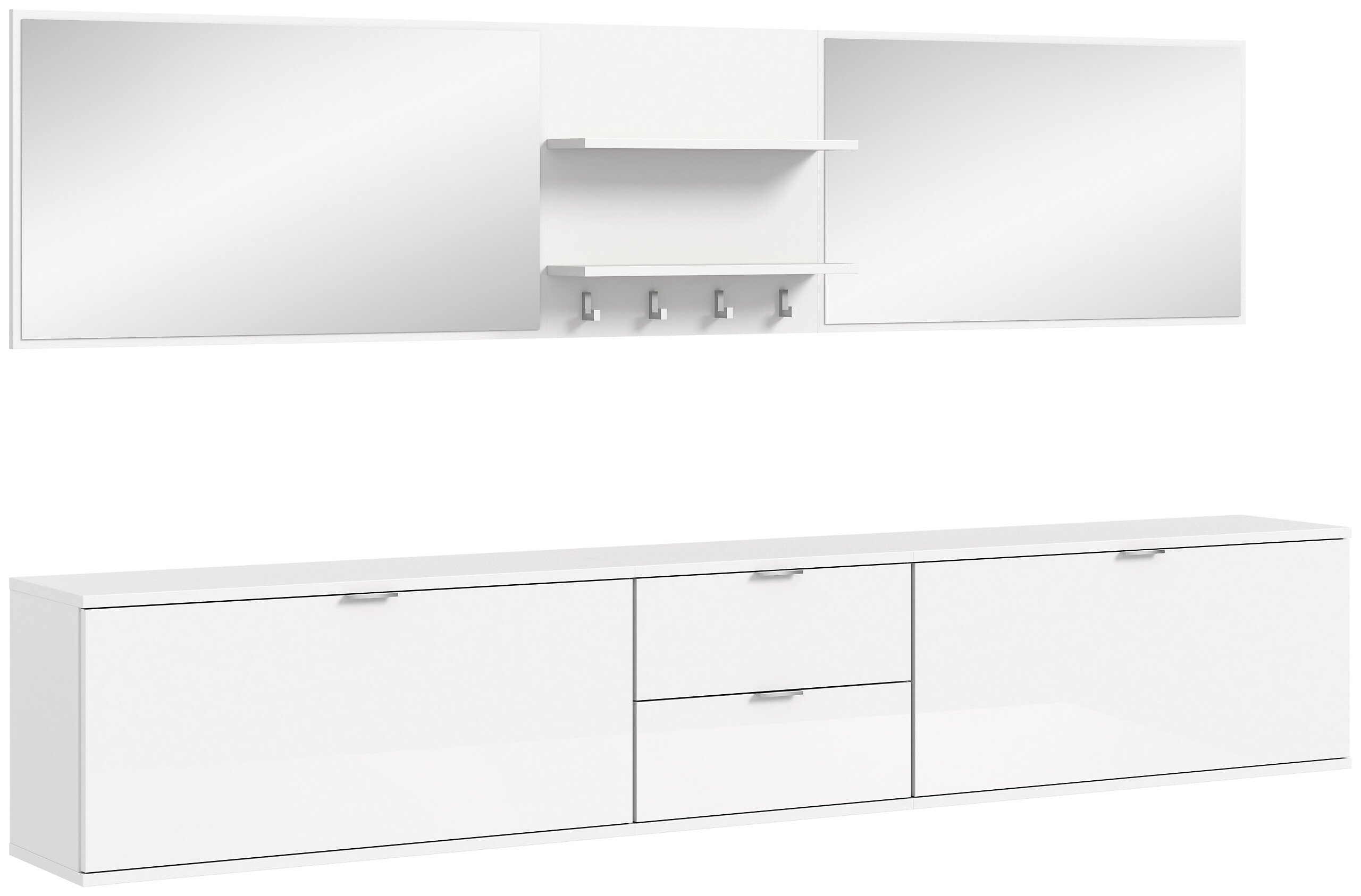 Garderobe PROJEKT X weiß weiß Hochglanz B/H/T: ca. 236x191x37 cm