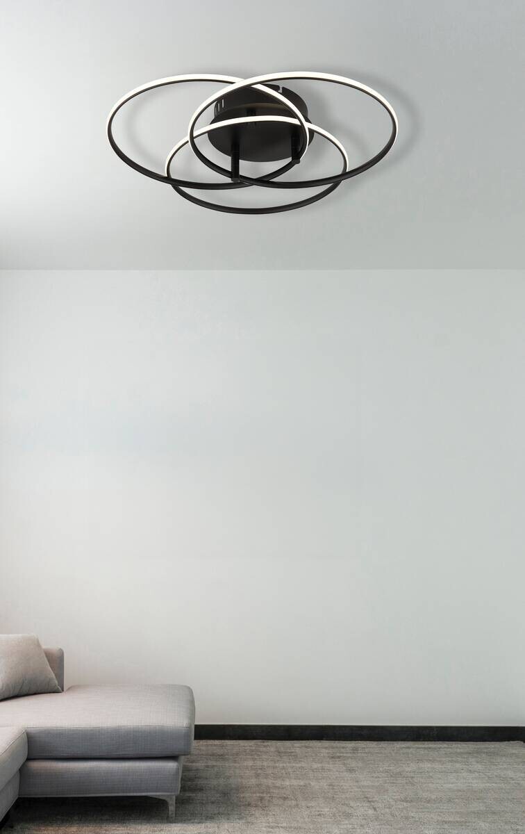 GLOBO Deckenleuchte Opal mattschwarz Metall Aluminium H/D: ca. 9,4x45,6 cm 1 Brennstellen