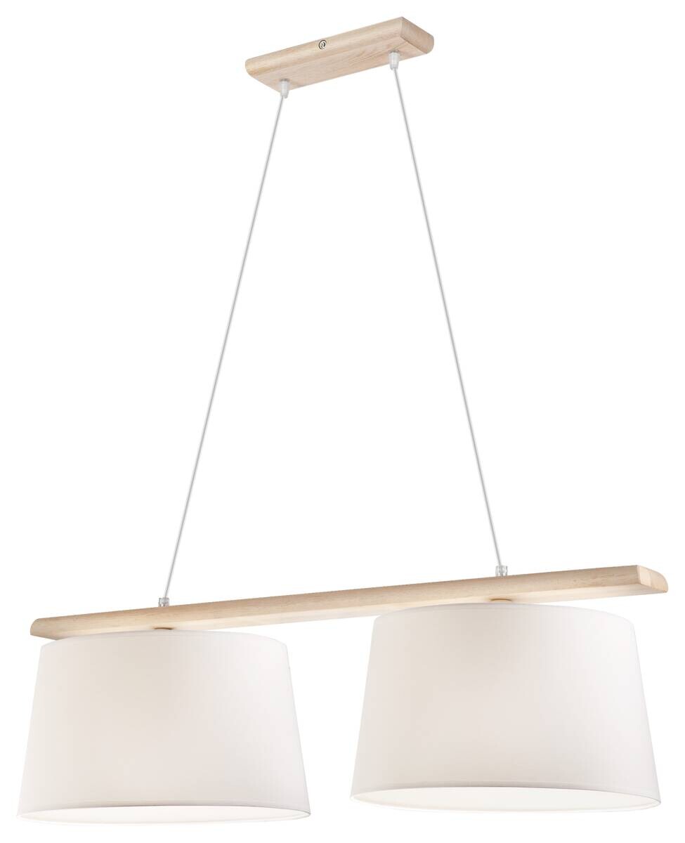 Lamkur Deckenleuchte weiß Stahl Holz B/H/L: ca. 24x45x90 cm 2 Brennstellen