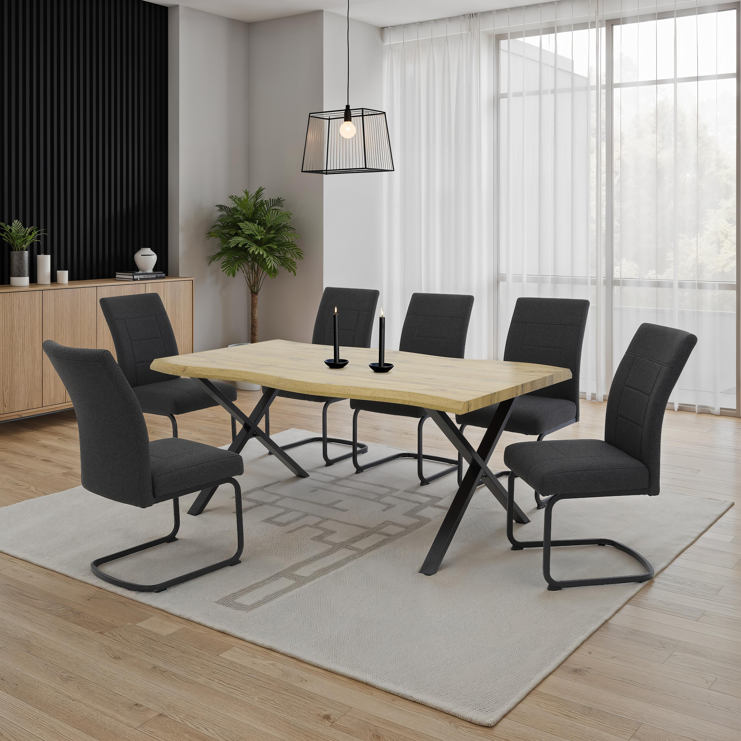 Schwingstuhl Brindisi, 4er-Set anthrazit Webstoff B/H/T: ca. 48x98,5x67 cm Schwingstuhl Brindisi, 4er-Set anthrazit Webstoff B/H/T: ca. 48x98,5x67 cm