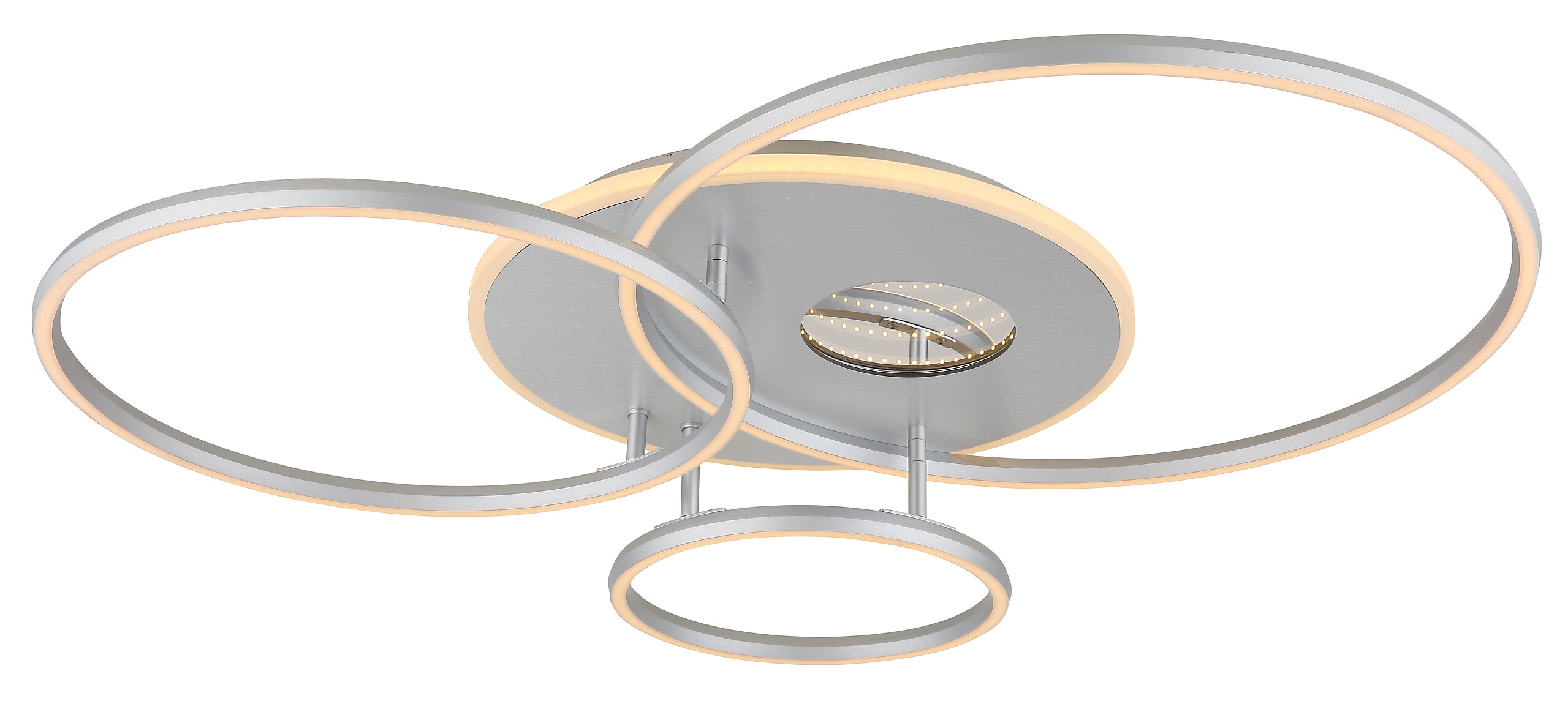 GLOBO Deckenleuchte Invertina Opal silber Acryl Aluminium Kunststoff B/H/L: ca. 70x13x90 cm 1 Brennstellen