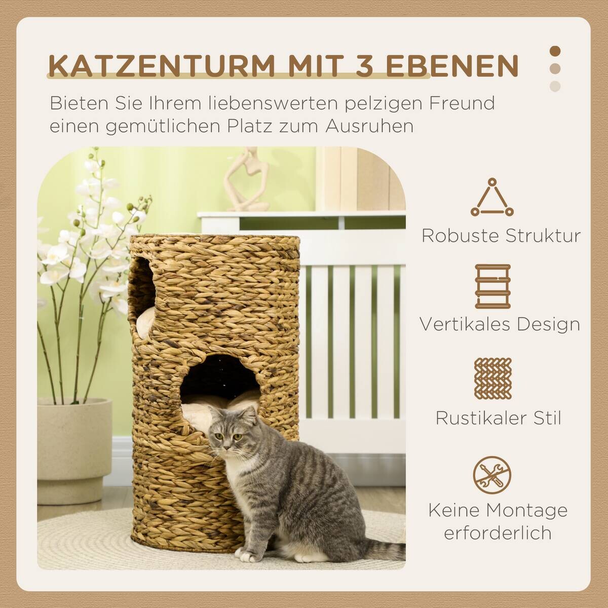 PawHut Kratztonne braun Stahl B/H/L: ca. 40x73x40 cm