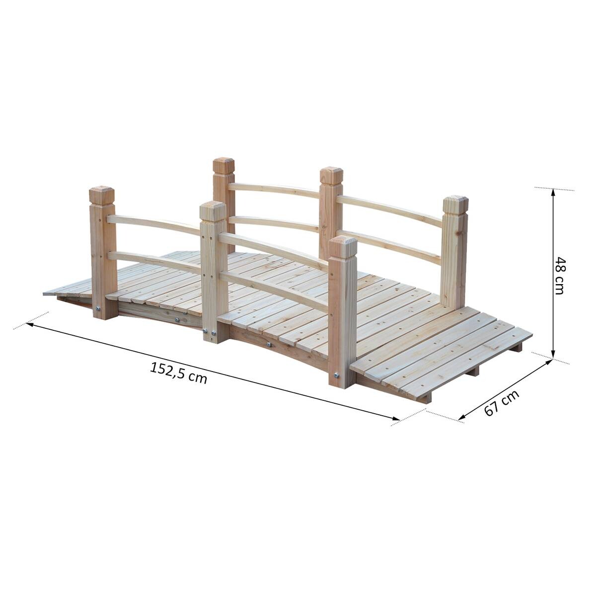 Outsunny Holzbrücke natur B/H/L: ca. 67x48x1525 cm ca. 181 kg