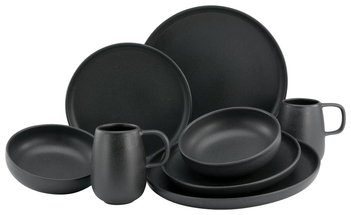 CreaTable Kombiservice Uno schwarz Steinzeug 16 tlg.