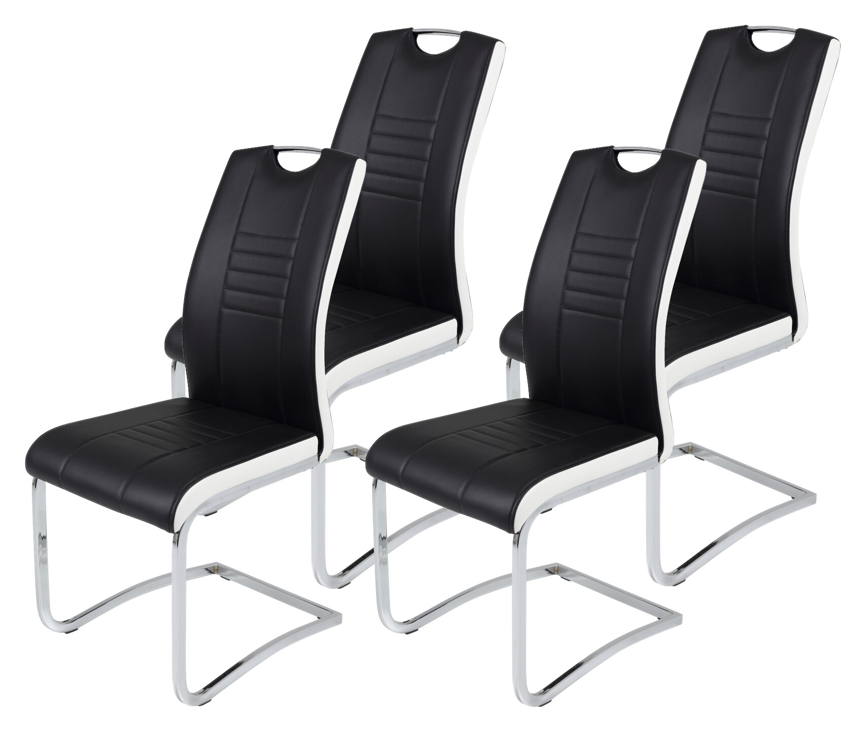 Schwingstuhl Tabea 4er Set schwarz weiß Kunstleder Kunstleder B/H/T: ca. 43x99x61 cm