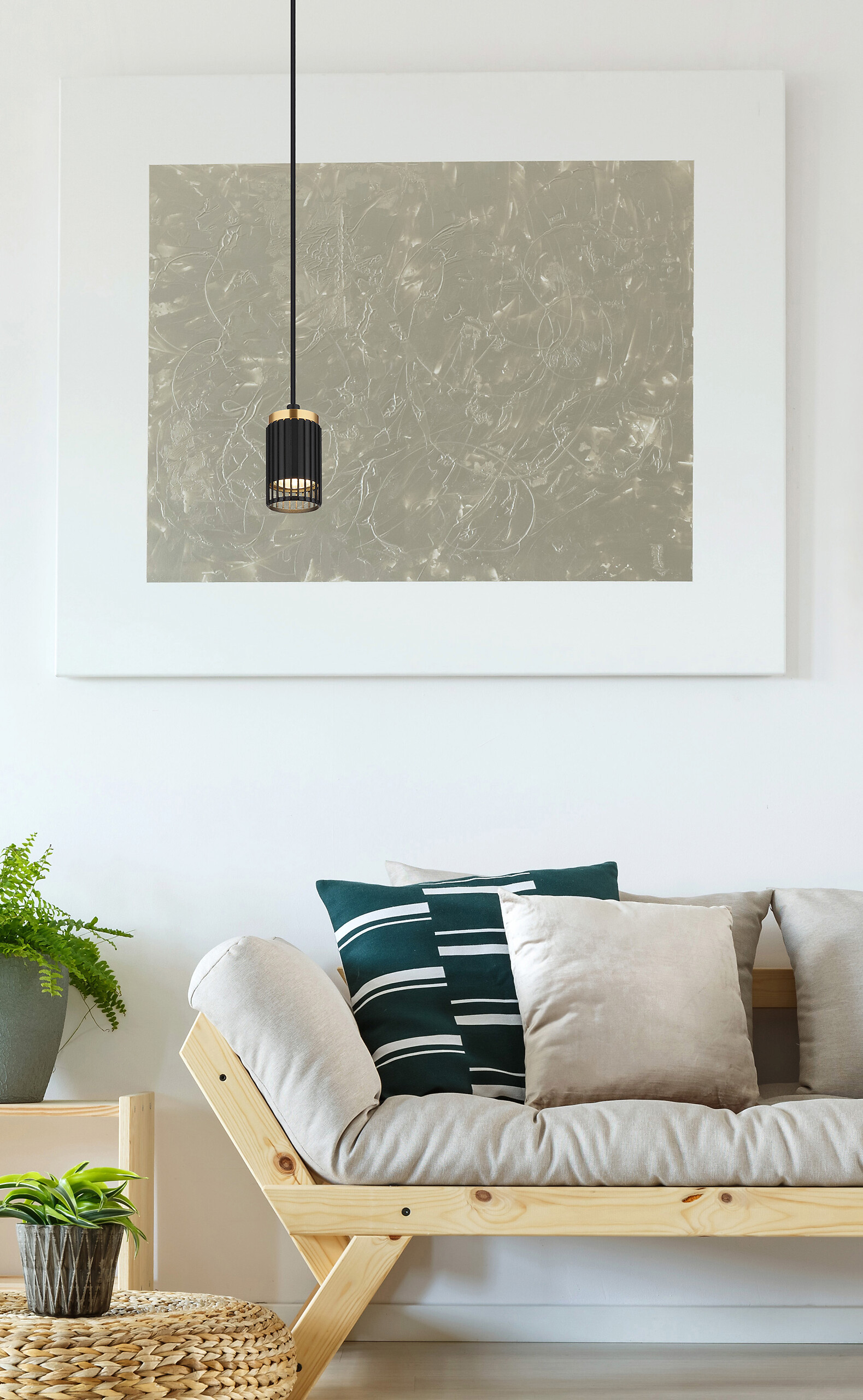 GLOBO Pendelleuchte mattschwarz Metall Aluminium H/D: ca. 120x10 cm GU10 1 Brennstellen