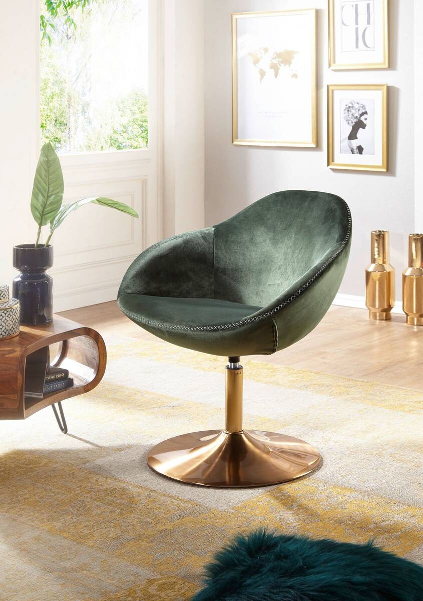 Wohnling Sessel grün gold Stoff Eisen B/H/T: ca. 70x79x70 cm