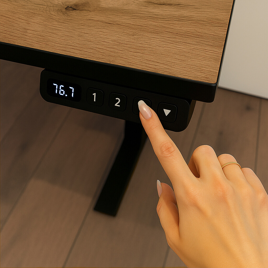 höhenverstellbarer Schreibtisch Serie 2000 Eiche Landhaus Nachbildung B/H/T: ca. 160x73x75 cm