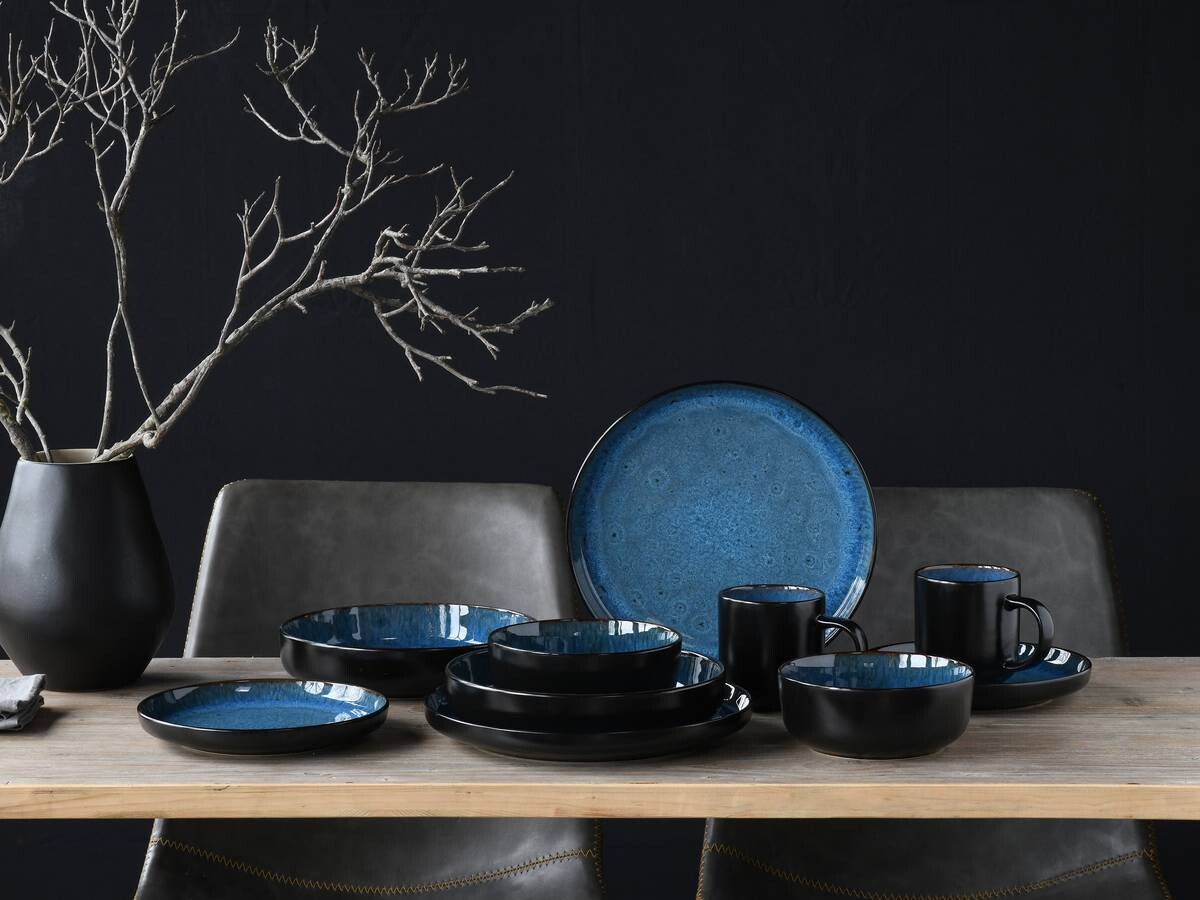 CreaTable Kombiservice Nordic Fjord blau Steinzeug 10 tlg.