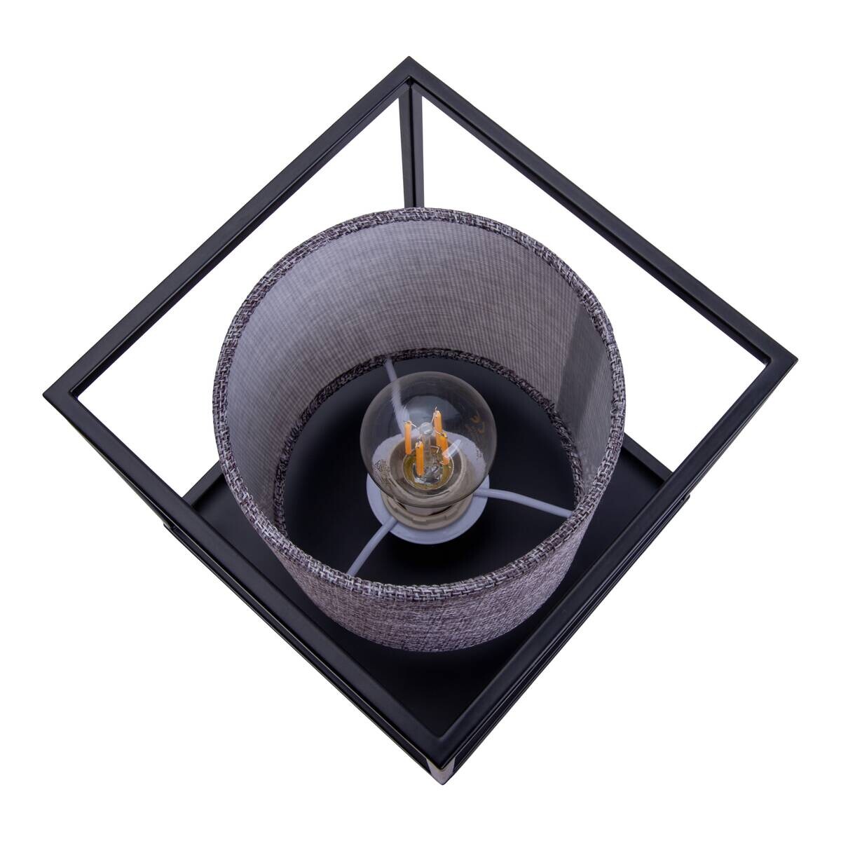 Näve Leuchten Tischleuchte 3190516 grau Metall Textil B/H/T: ca. 15x17x15 cm E14 1 Brennstellen