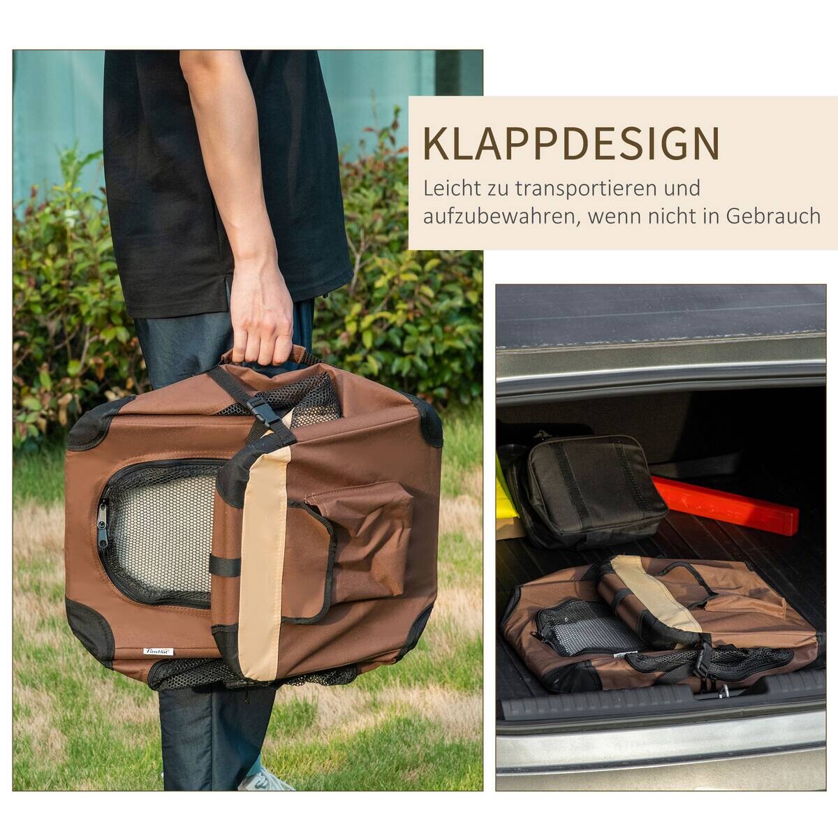 PawHut Hunde-Zubehör braun Polyester B/H/L: ca. 33,5x50,5x35 cm