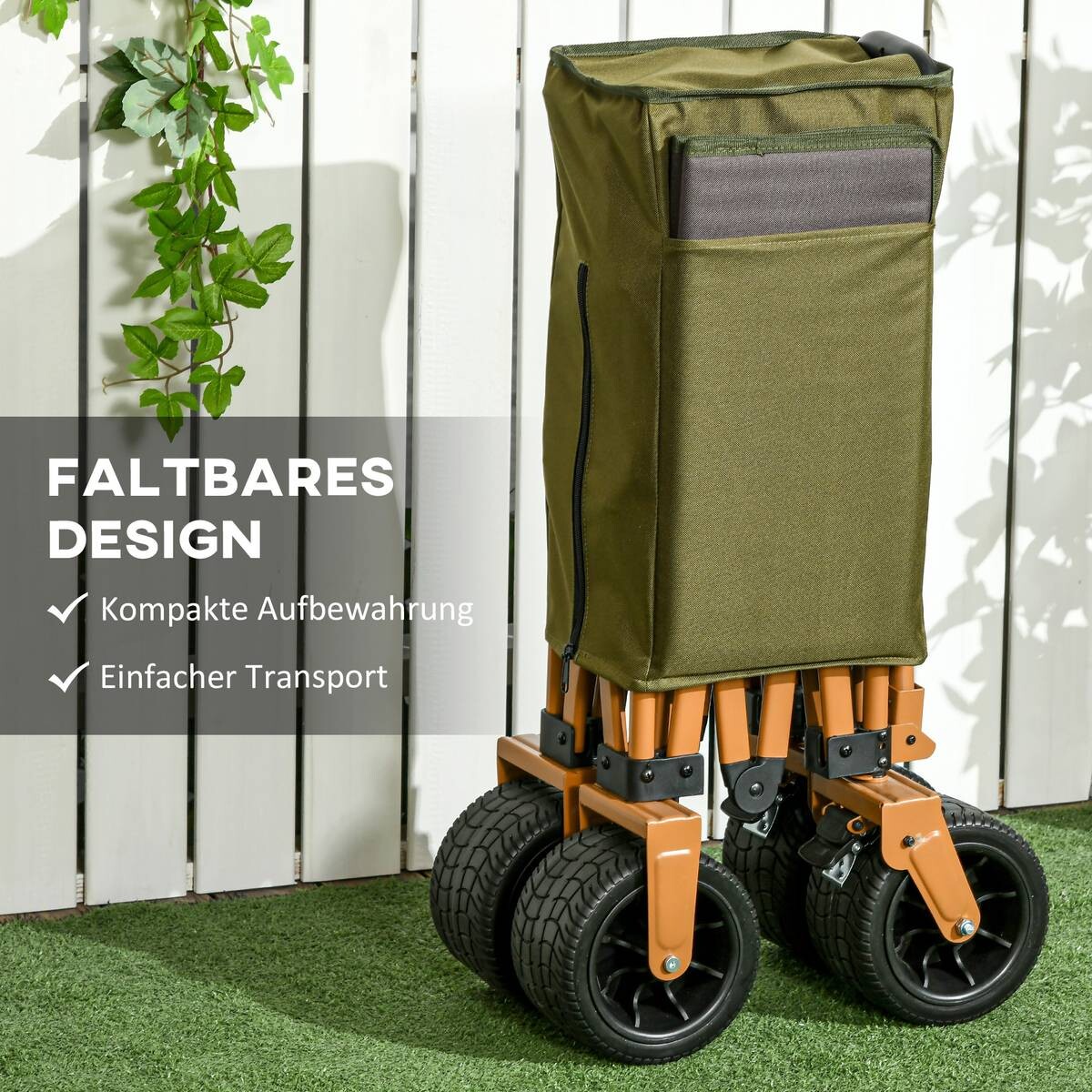 Outsunny Bollerwagen grün B/H/L: ca. 55x93x108 cm