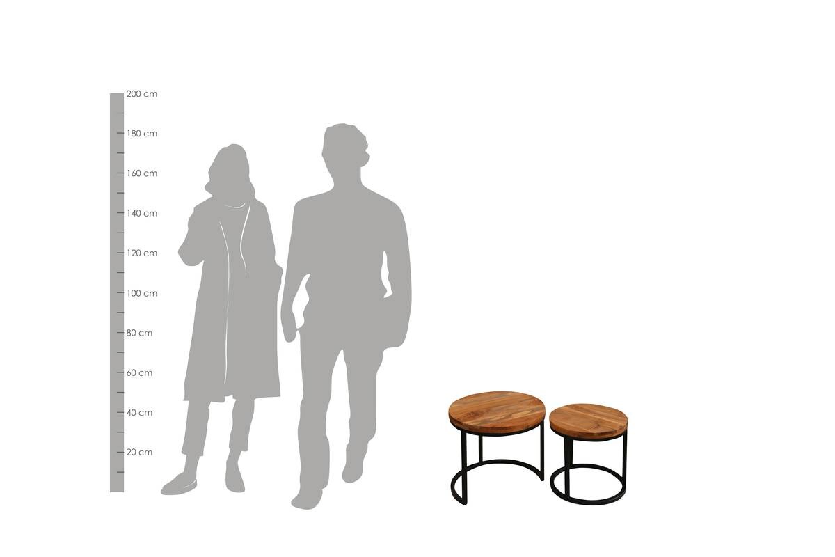 Beistelltisch SELMA natur schwarz Akazie Metall