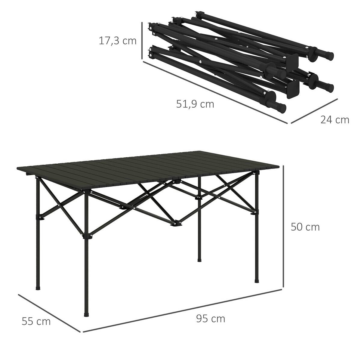 Outsunny Campingtisch schwarz Aluminium B/H/L: ca. 55x50x95 cm