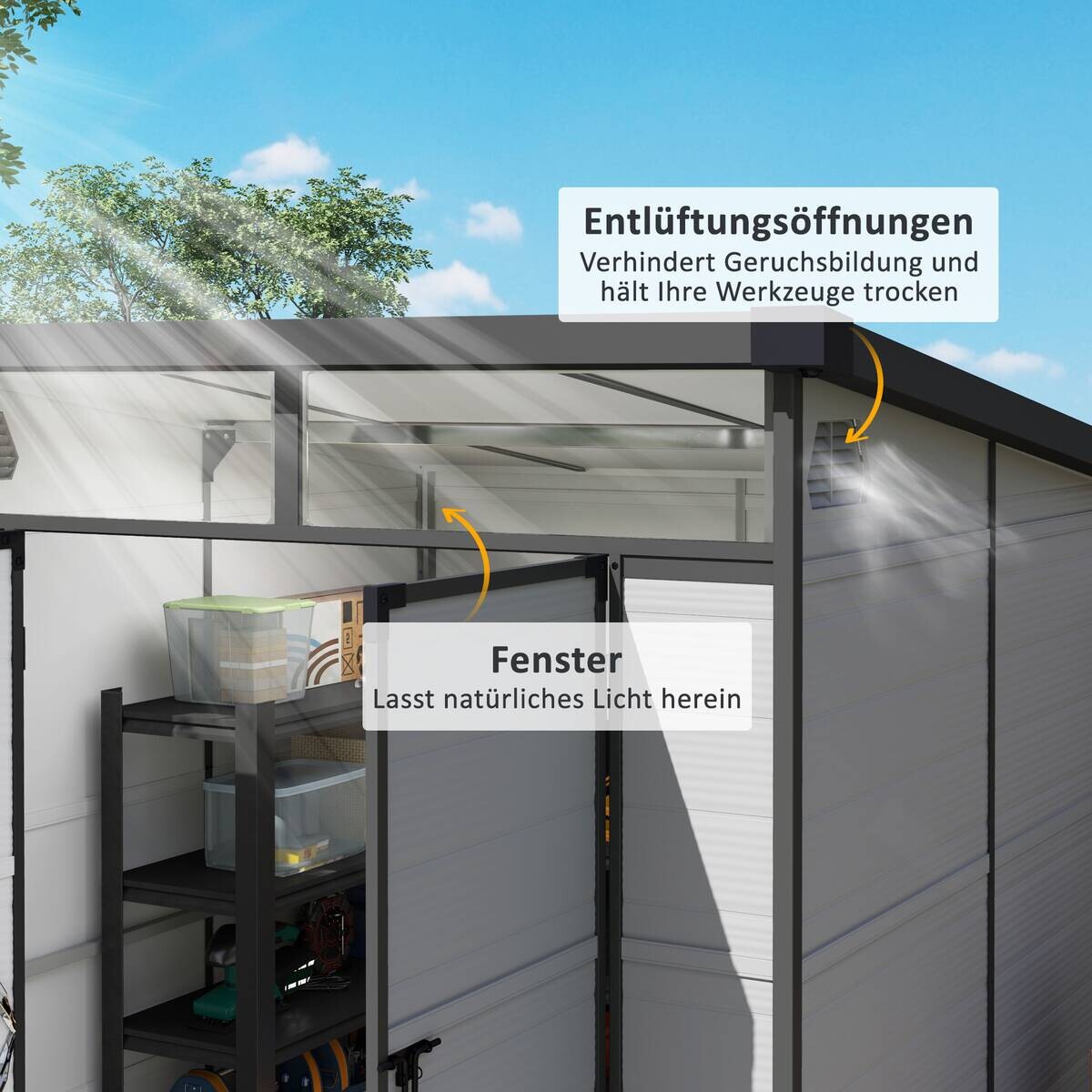 Outsunny Gerätehaus hellgrau B/H/L: ca. 191x215x190 cm