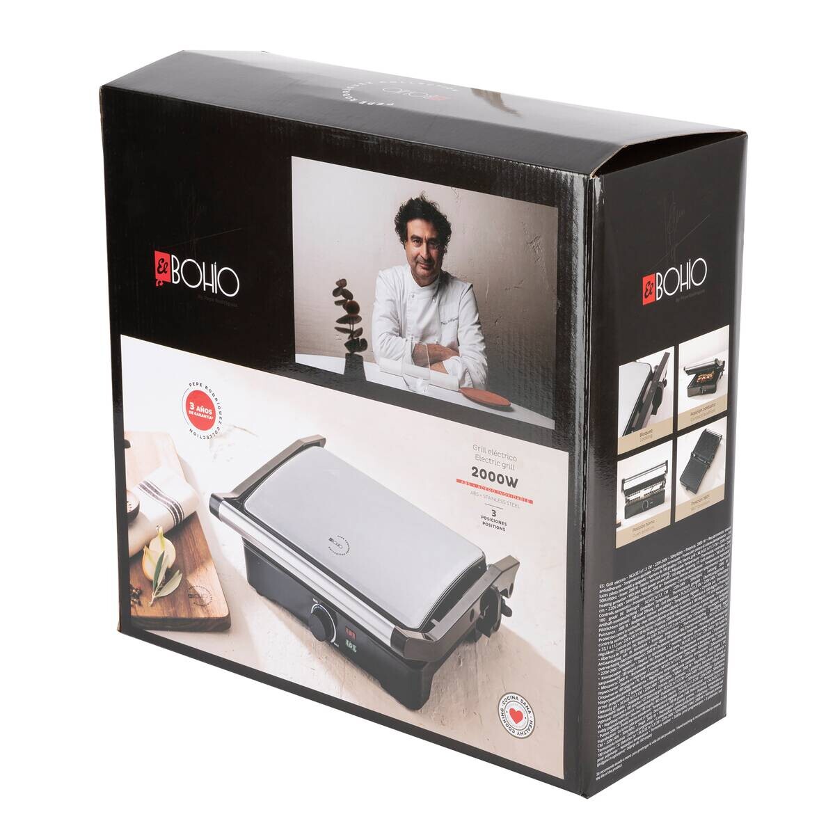 BERGNER Kontaktgrill silber B/H/L: ca. 15x37x38 cm