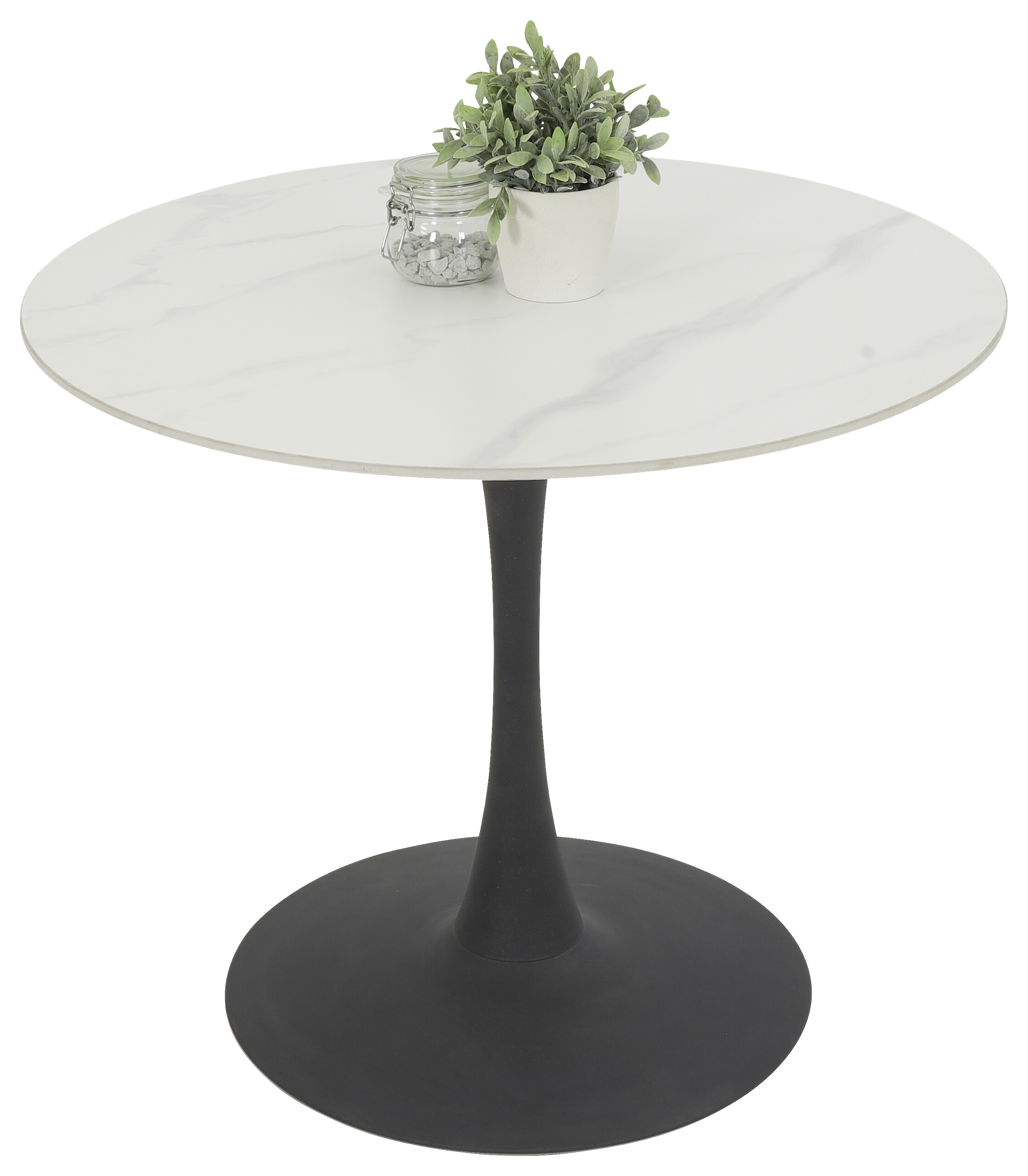 Esstisch Paola I Marmoroptik weiß anthrazit H/D: ca. 75x90 cm