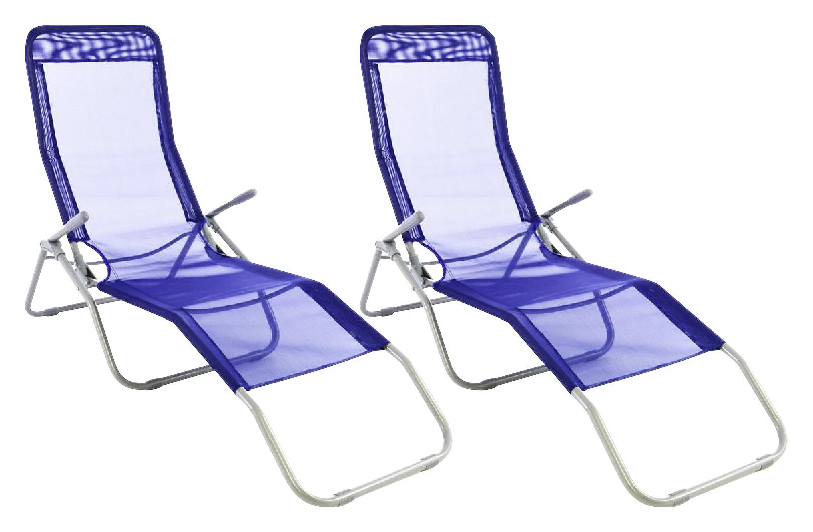 VCM Gartenliege-Set blau Stahl B/H/L: ca. 48x100x160 cm