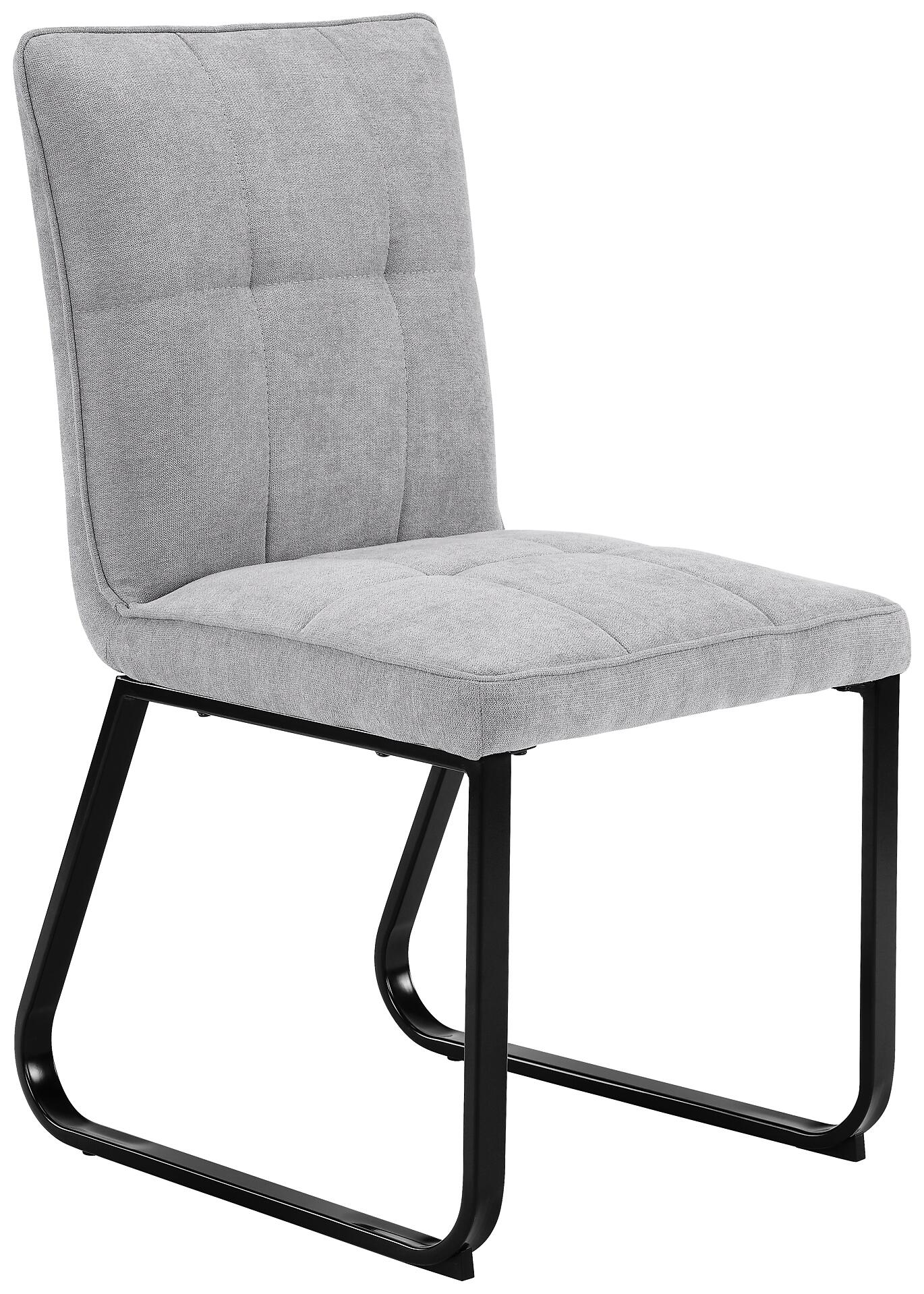 Stuhl TALEA  2er-Set hellgrau schwarz Webstoff Metall B/H/T: ca. 46x86x55 cm