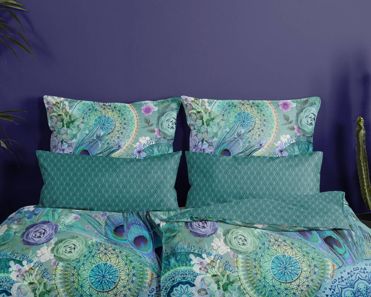 Baumwoll Bettwäsche Kari Satin grün Baumwolle B/L: ca. 155x220 cm