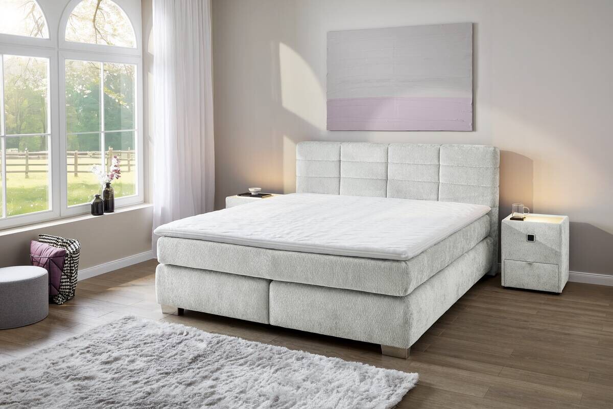Boxspringbett hellgrau Liegefläche B/L: ca. 160x200 cm