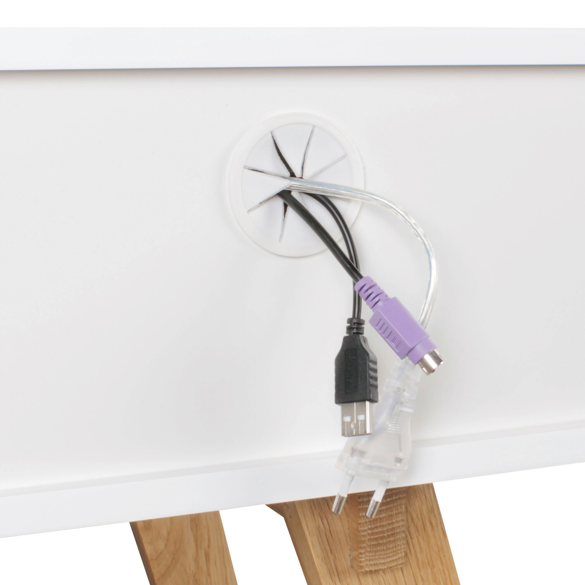 Schreibtisch weiß lackiert natur B/H/T: ca. 110x85x60 cm