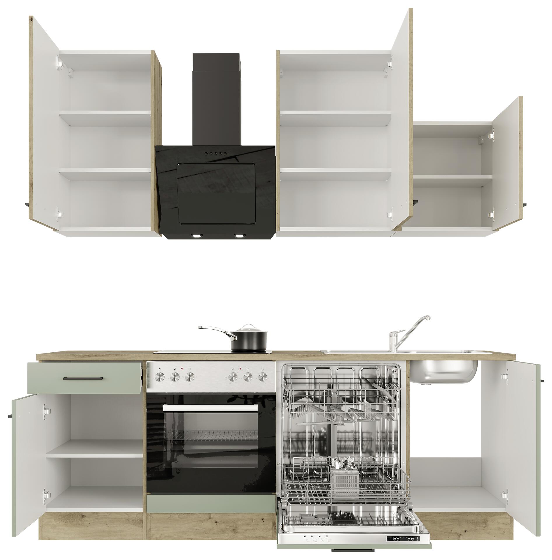 Küchenblock Cara grün matt B/H/T: ca. 220x234x60 cm