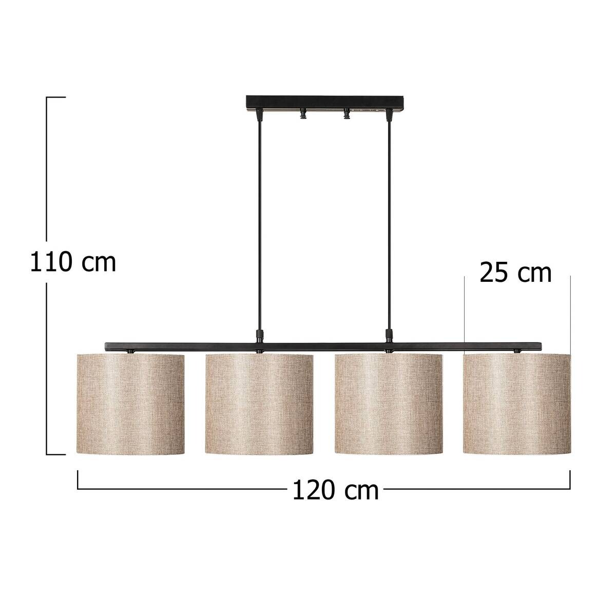 Opviq Pendelleuchte Valiz-4706 creme schwarz B/H/T/L: ca. 110x120x25x110 cm E27 4 Brennstellen