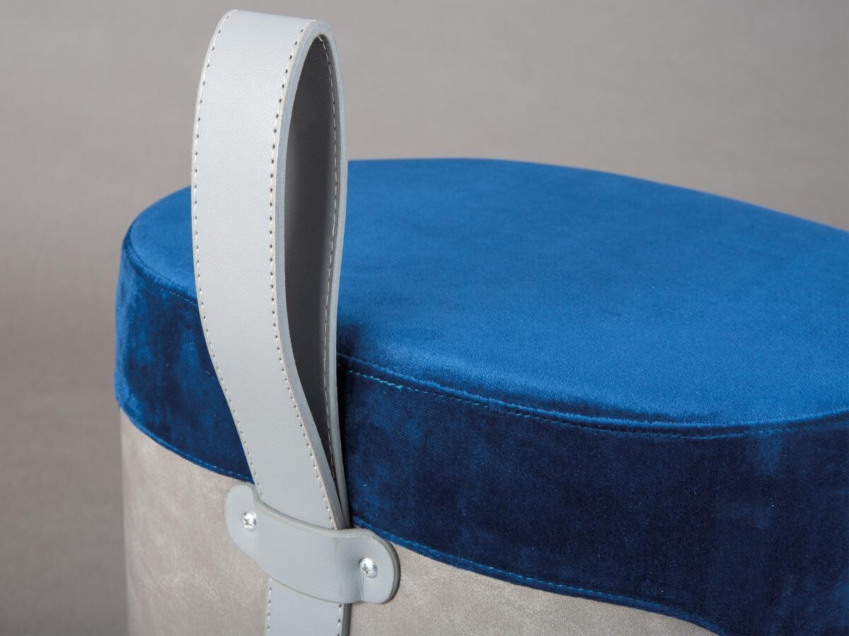 Inter Link Hocker Osane blau MDF Samtoptik B/H/T: ca. 38x43x33 cm