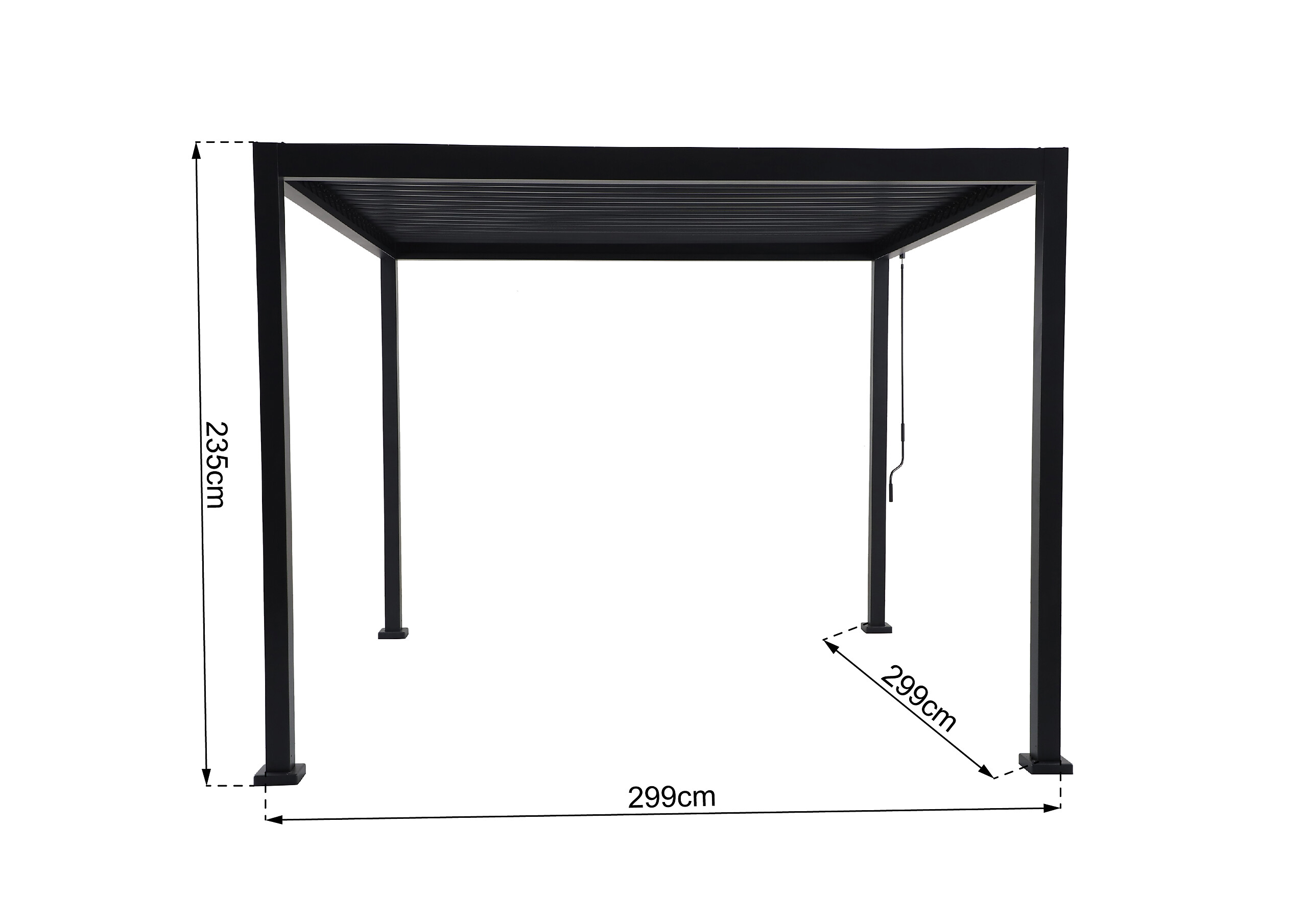 Pergola dunkelgrau Stahlrohr B/H/L: ca. 300x236x300 cm