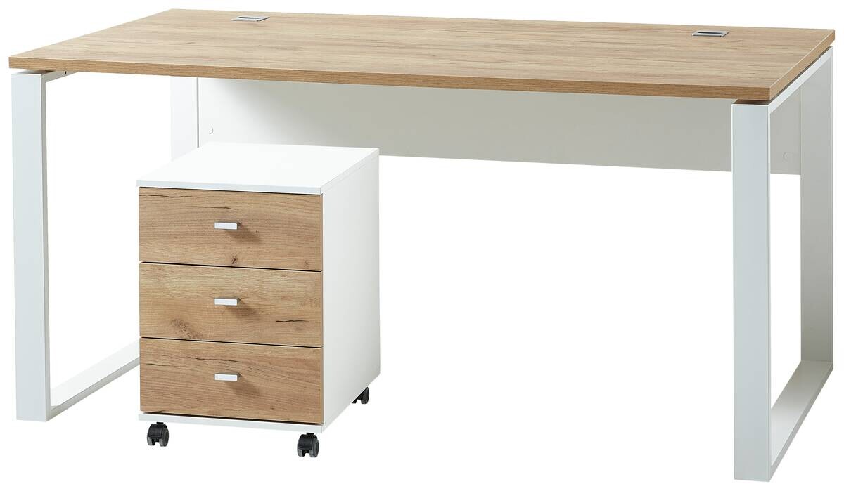 Badezimmer-Set 8019-513 weiß Eiche Navarra Nachbildung B/H/T: ca. 158x75x79 cm