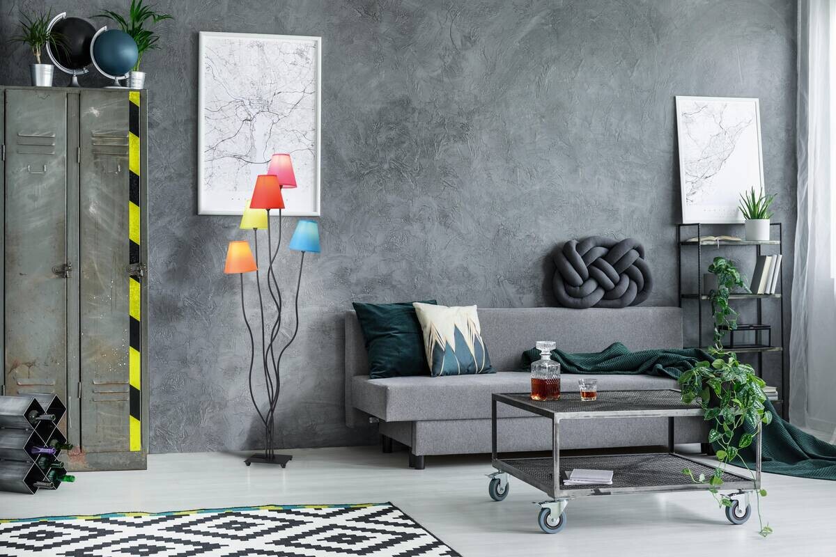 Näve Leuchten Stehleuchte 2041261 multicolor Metall Textil B/H/T: ca. 36x166x40 cm 5 Brennstellen