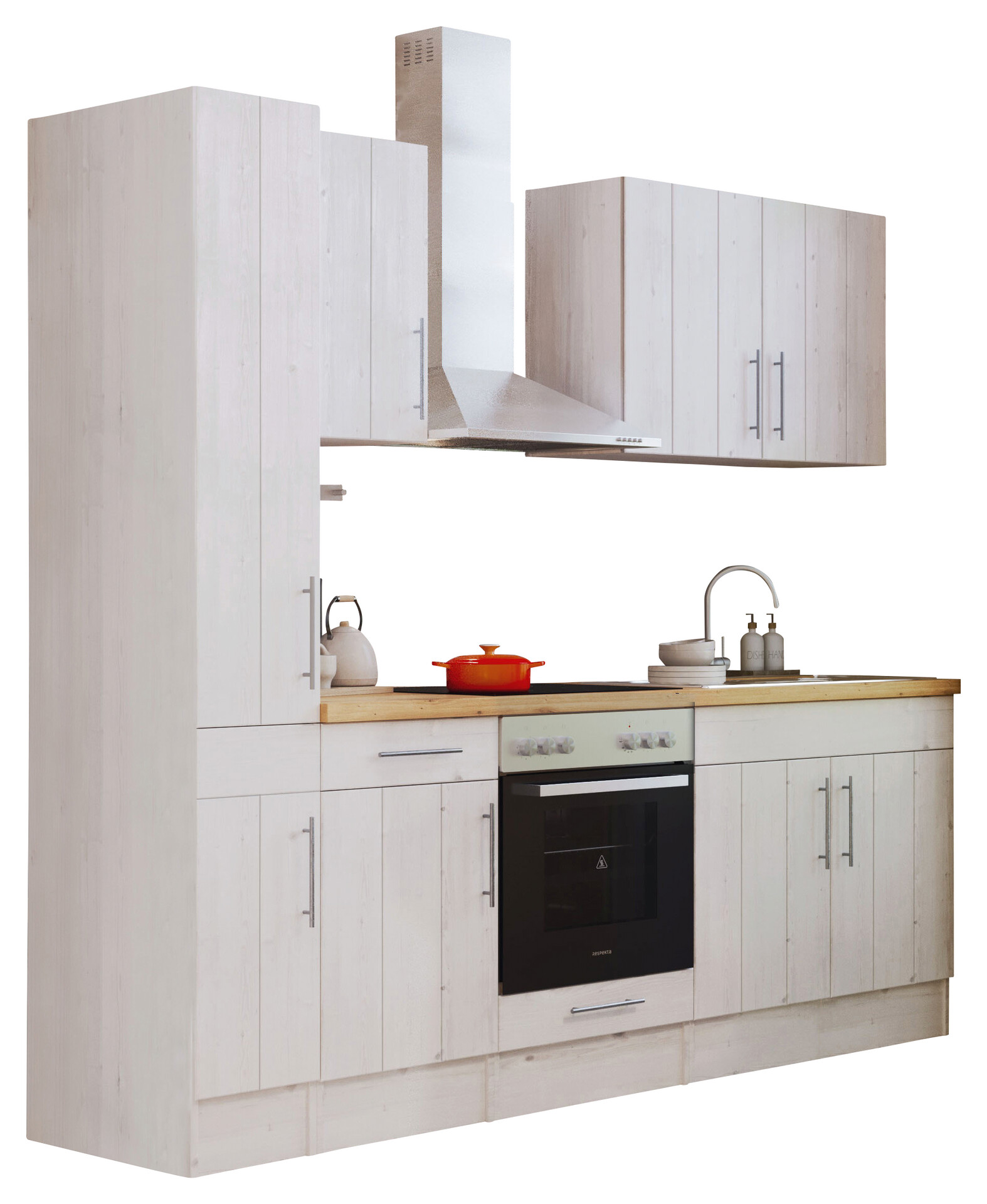 Respekta Küchenblock Premium weiß Lärche Nachbildung B/H/T: ca. 240x211x60 cm