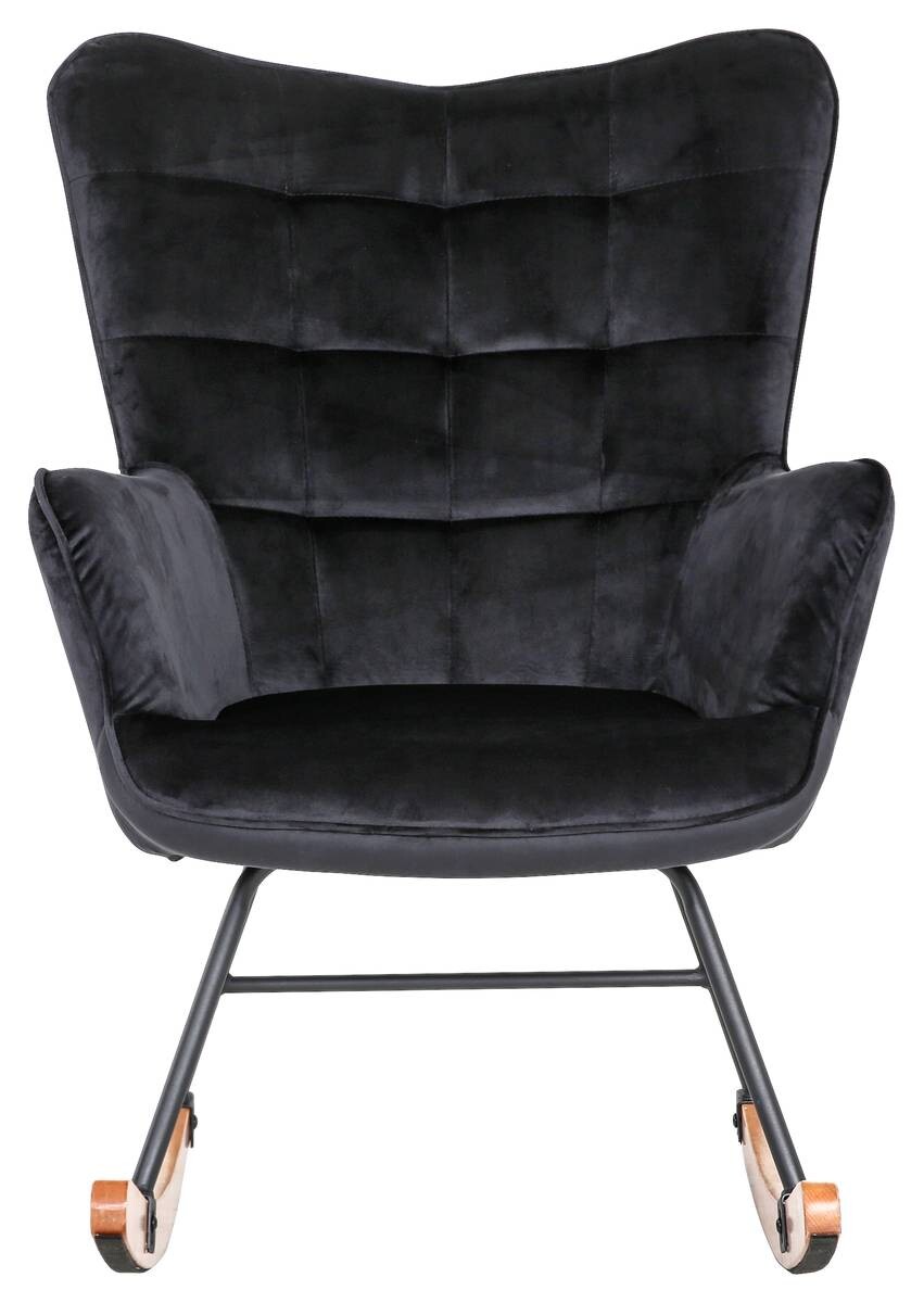 byLIVING Schaukelstuhl RICHIE schwarz schwarz natur Stoff Metall Buche B/H/T: ca. 72x92x92 cm