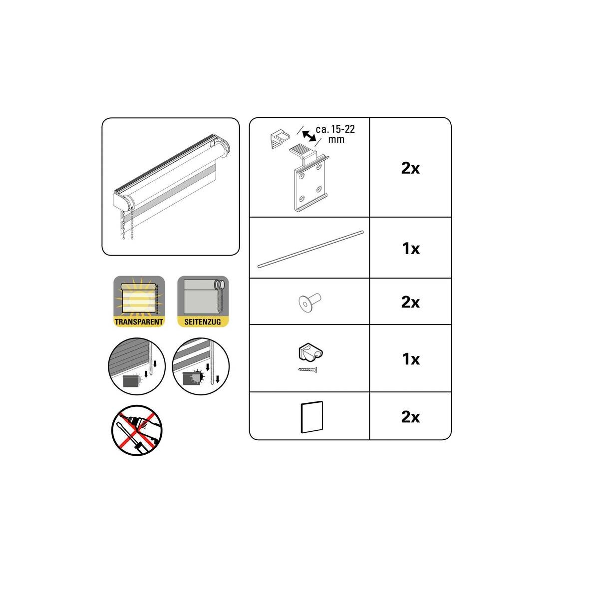 Doppelrollo Easyfix anthrazit B/L: ca. 60x150 cm