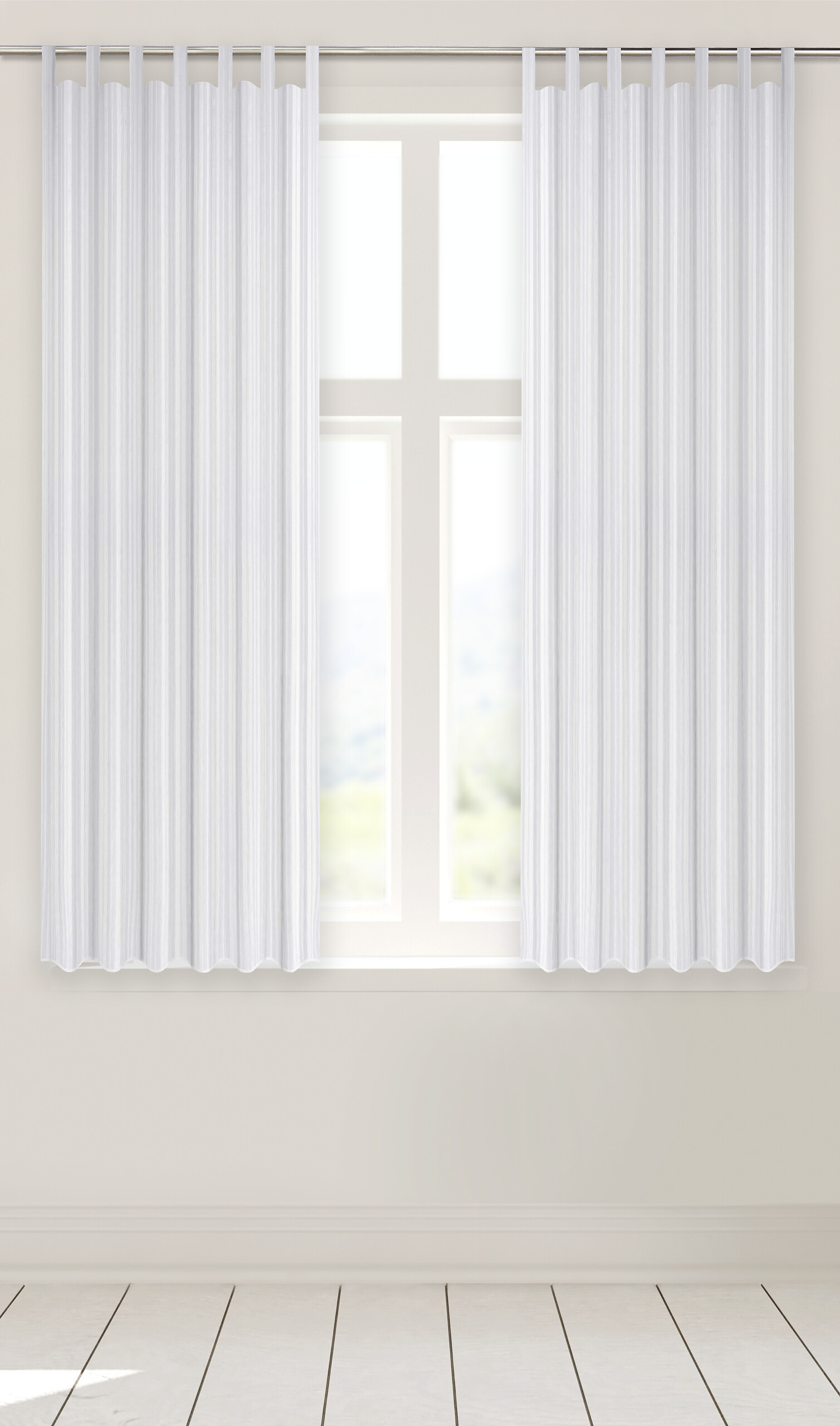 Schlaufenvorhang New Stripe weiß B/L: ca. 140x175 cm