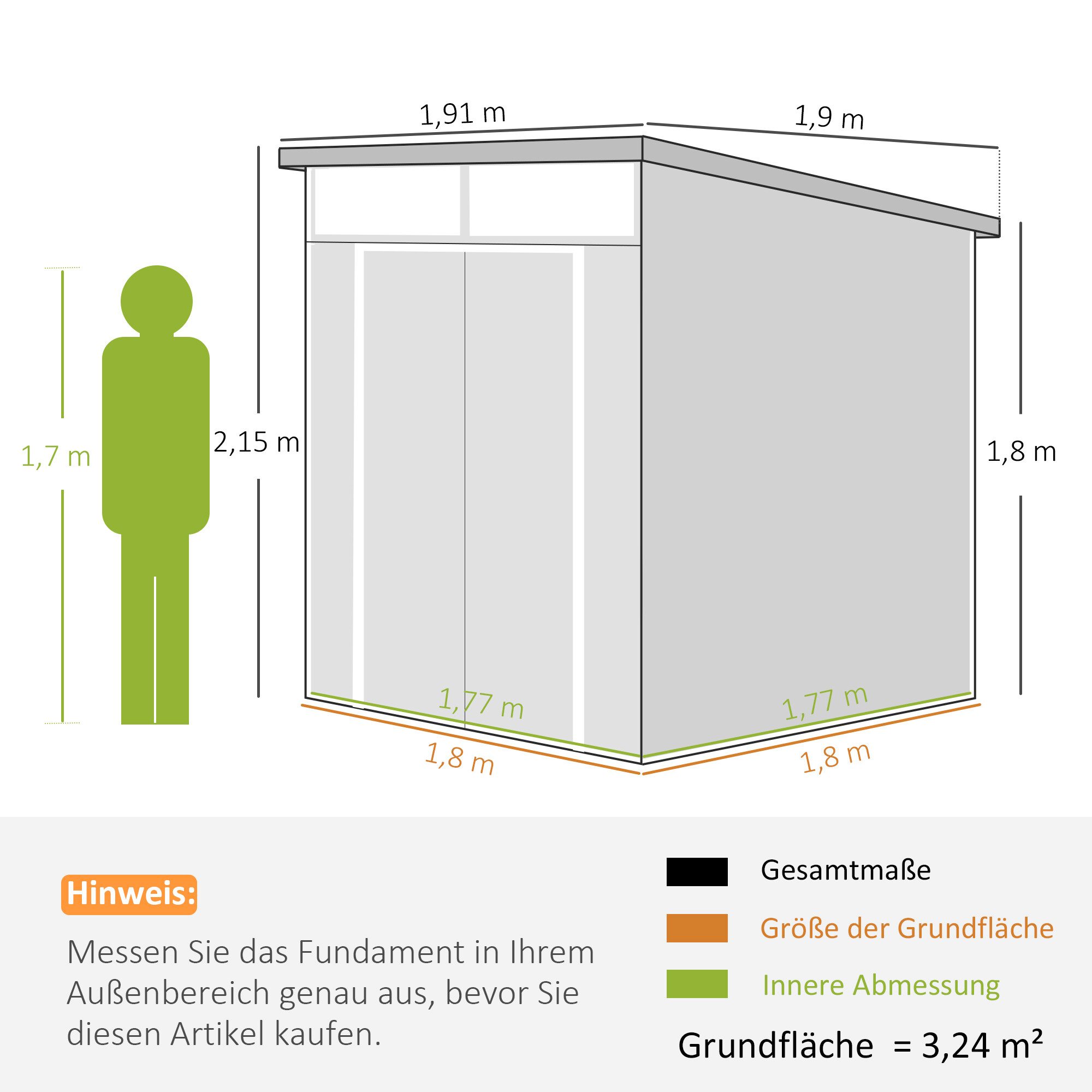 Outsunny Gerätehaus dunkelgrau B/H/L: ca. 190x215x191 cm