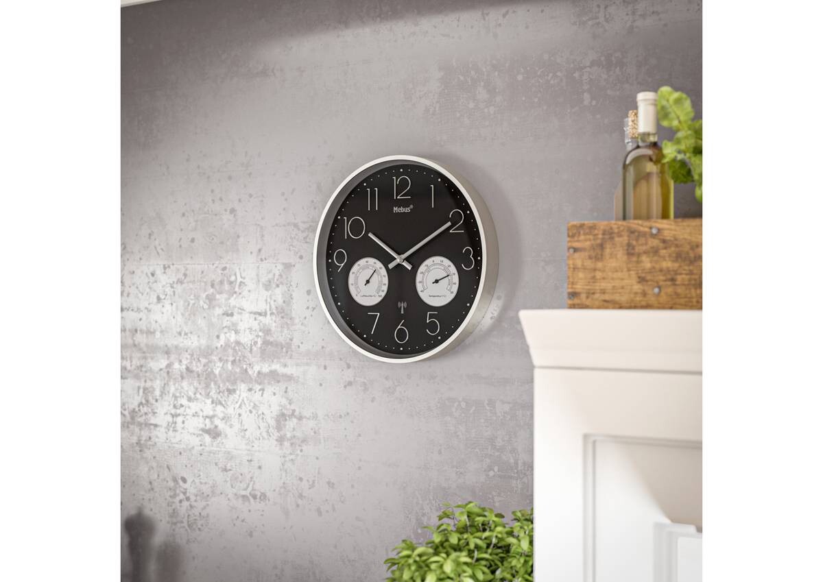 Mebus Wanduhr schwarz D: ca. 30 cm