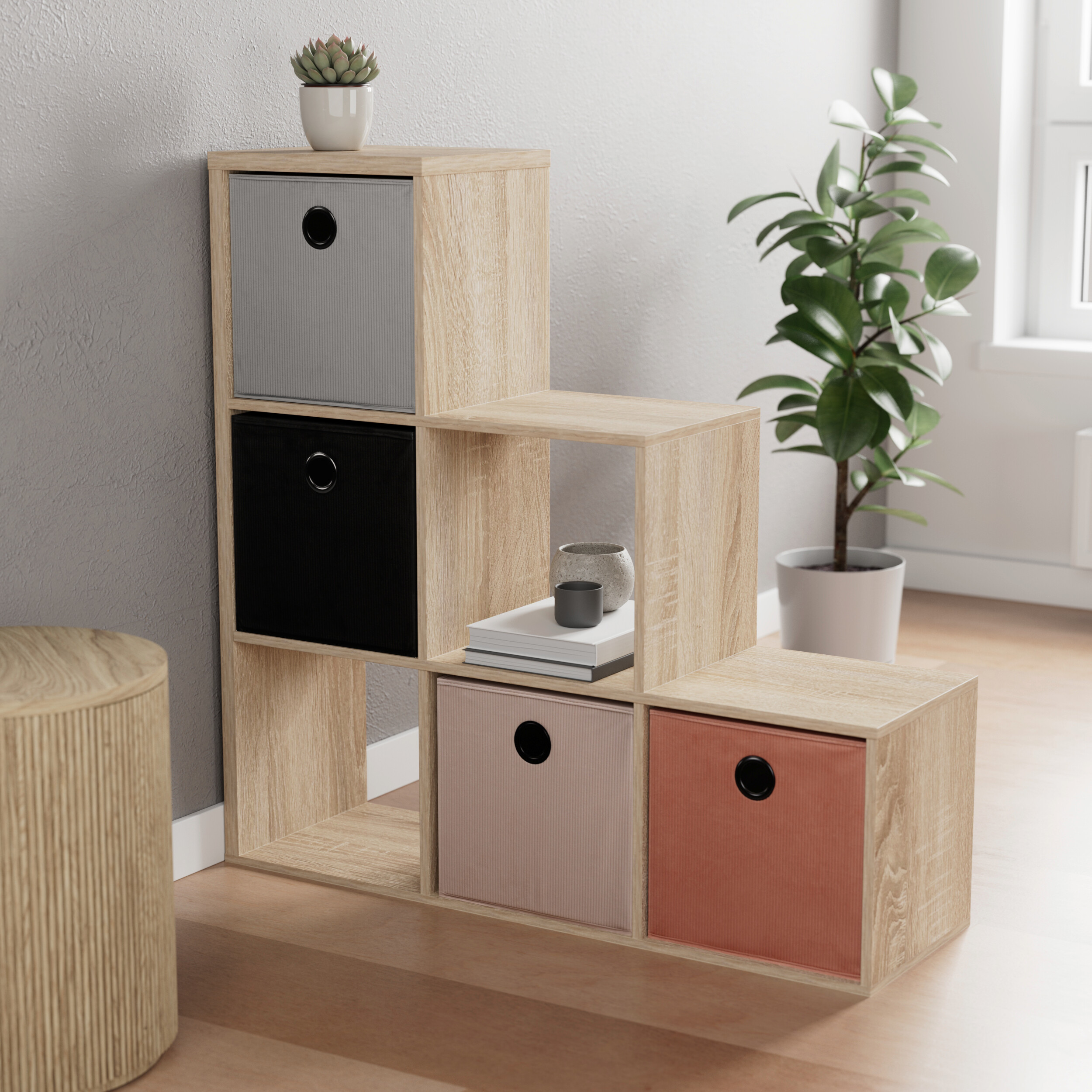 Stufenregal Max Step Eiche Sonoma Nachbildung B/H/T: ca. 106x107x33 cm