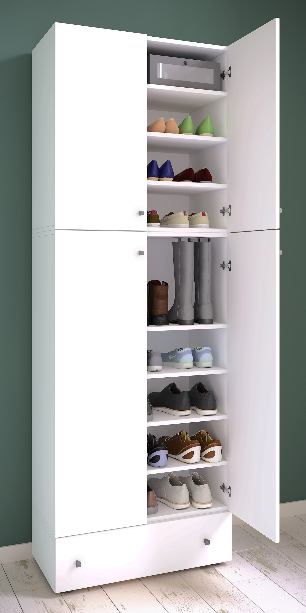 Schuhschrank Lona weiß B/H/T: ca. 70x200x39 cm