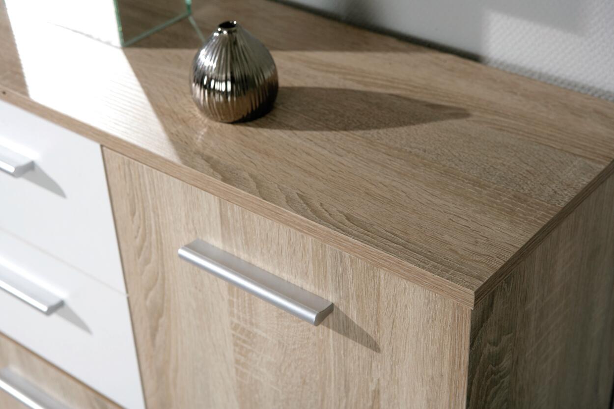 Kommode Elvezia Eiche Sonoma Nachbildung weiß B/H/T: ca. 115x77x30 cm